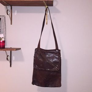 Vintage leather long strap bag